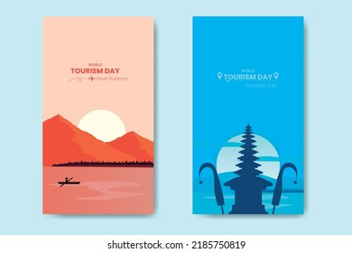 World Tourism Day Bundle Template Nature Landscape Flat