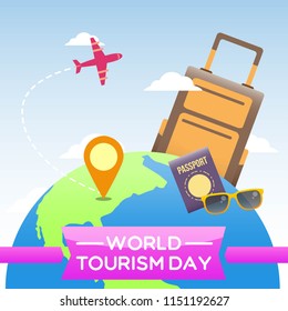 World Tourism Day Cartoon Illustration