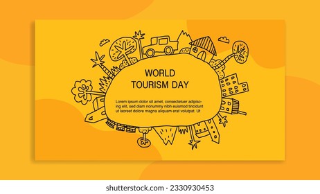 world tourism day composition with hand drawn illustration