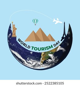 World tourism day concept with flat design