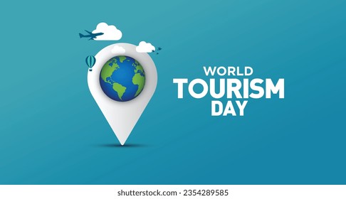 Ilustración vectorial del concepto del Día Mundial del Turismo. Ilustración del concepto de viaje.
