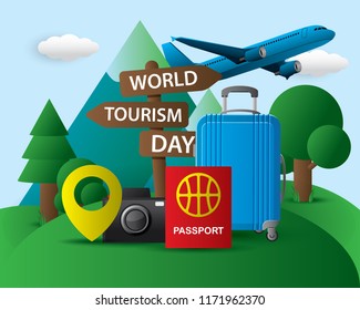 world tourism day cool cute pack app design web banner