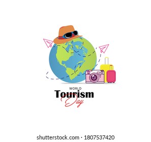 world tourism day. cool cute pack app design web banner