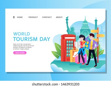 World tourism day with couple travel around the world