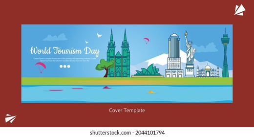 World tourism day cover page vector illustration.