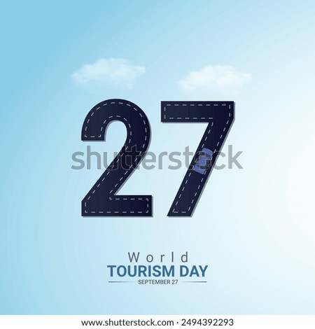 World Tourism Day creative ads design. plane and place vector isolated on Poster for background. Tourism Poster, vector, 3d, illustration, Sep 27. Important day, Holiday concept.