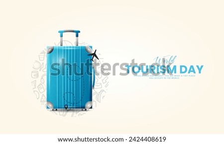 World Tourism Day. Tourism Day creative design for social media banner and poster, Travel concept. 3D illustration.