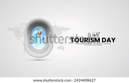 World Tourism Day. Tourism Day creative design for social media banner and poster, Travel concept. 3D illustration.