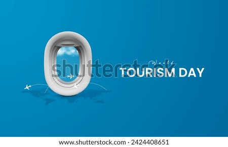 World Tourism Day. Tourism Day creative design for social media banner and poster, Travel concept. 3D illustration.