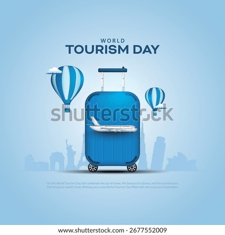 World Tourism Day. Tourism Day creative design for social media banner and poster, Travel concept.