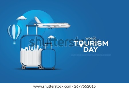  World Tourism Day. Tourism Day creative design for social media banner and poster, Travel concept.