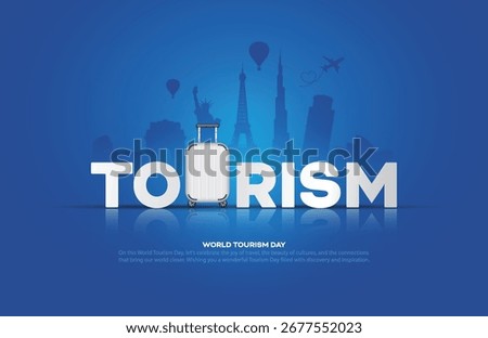  World Tourism Day. Tourism Day creative design for social media banner and poster, Travel concept.