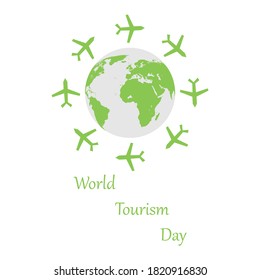 World tourism day with earth ,Vector illustration.