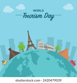 World Tourism Day Flat Illustration vector	
