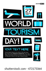 World Tourism Day! (Flat Style Vector Illustration Poster Design) with Text Box Template