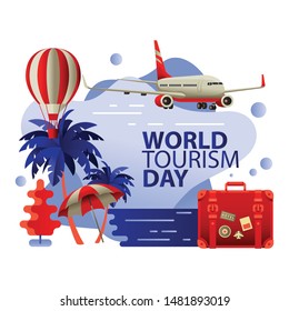 World tourism day flat vector illustration