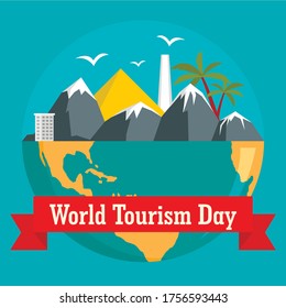World tourism day holiday background. Flat illustration of world tourism day holiday vector background for web design