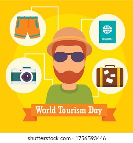 World tourism day icon background. Flat illustration of world tourism day icon vector background for web design
