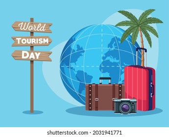 world tourism day icons scene
