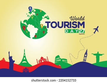 world tourism day Illustration Design for 27 September world tourism day, Logo and deign background symbol are included 