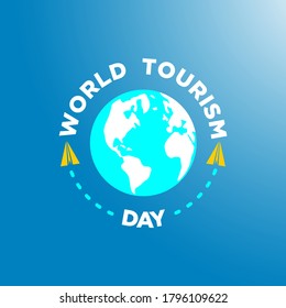 world tourism day illustration on blue background