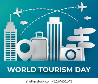 world tourism day tourism day illustration world tourism day vector paper art