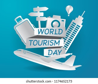world tourism day tourism day illustration world tourism day vector paper art