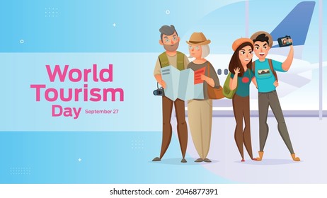  World tourism day on september 27 business brochure flyer banner design horizontal template vector, cover presentation abstract, modern publication poster and flag-banner. 