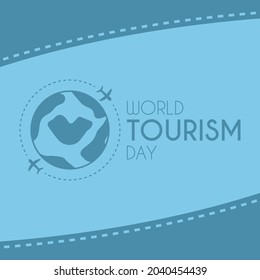 World Tourism Day. Plane travel icon. Air travel around the world. Flying around the world. Flat design vector illustration.