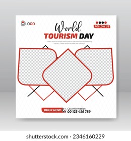 World tourism day social media post template squrae flyer design