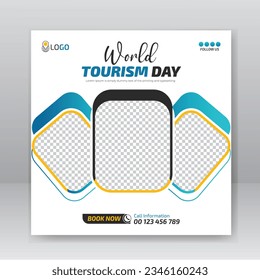 World tourism day social media post template squrae flyer design