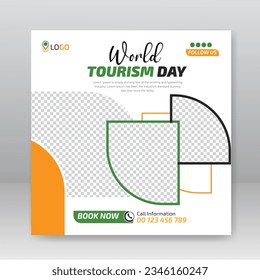 World tourism day social media post template squrae flyer design