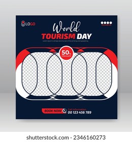 World tourism day social media post template squrae flyer design