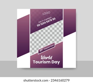 World tourism day social media post template squrae flyer design