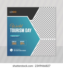 World tourism day social media post template squrae flyer design