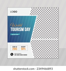 World tourism day social media post template squrae flyer design