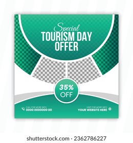 World tourism day social media post template Square Flyer design