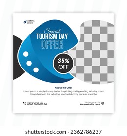 World tourism day social media post template Square Flyer design