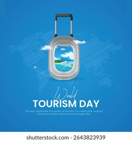 World tourism day travel 3d concept design creative travel post