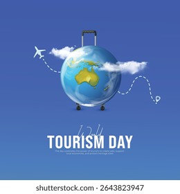 World tourism day travel 3d concept design creative travel post