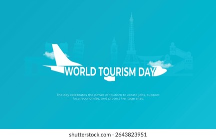 World tourism day travel 3d concept design creative travel post