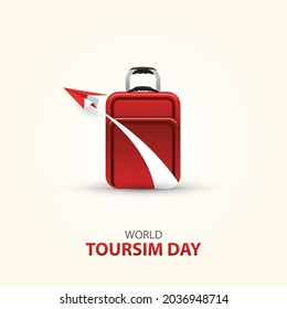 World tourism day, travel bag vector design