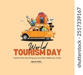 world tourism day Travel concept banner, poster, social media post