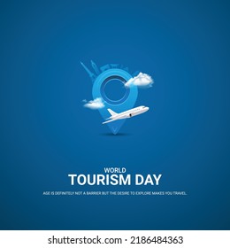 World Tourism Day. Travel concept.  3D illustration.  - Shutterstock ID 2186484363