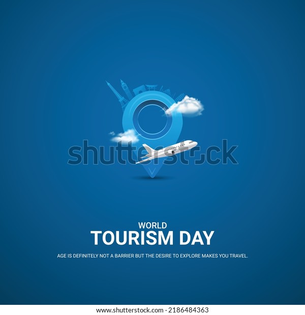 World\
Tourism Day. Travel concept.  3D illustration.\
