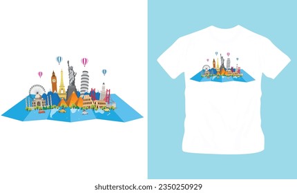world tourism day t-shirt design editable template