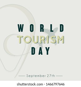 World Tourism Day Vector design with flying plane and pin pisition background