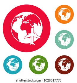 World tourism icons circle set vector isolated on white background