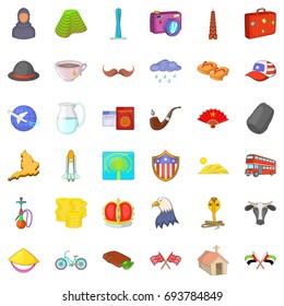 World tourism icons set. Cartoon style of 36 world tourism vector icons for web isolated on white background