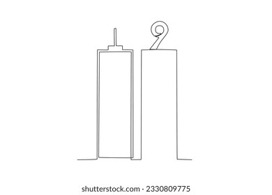 World trade center tower. 911 one-line drawing